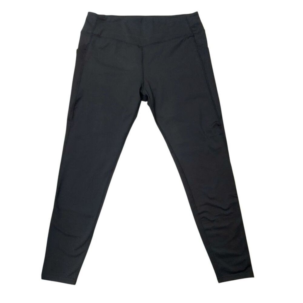 Baleaf Womens 2XL Black Fleece Lined High Rise Leggings Pockets Performance Gym